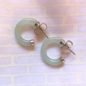 Jade Hoop Post Earrings